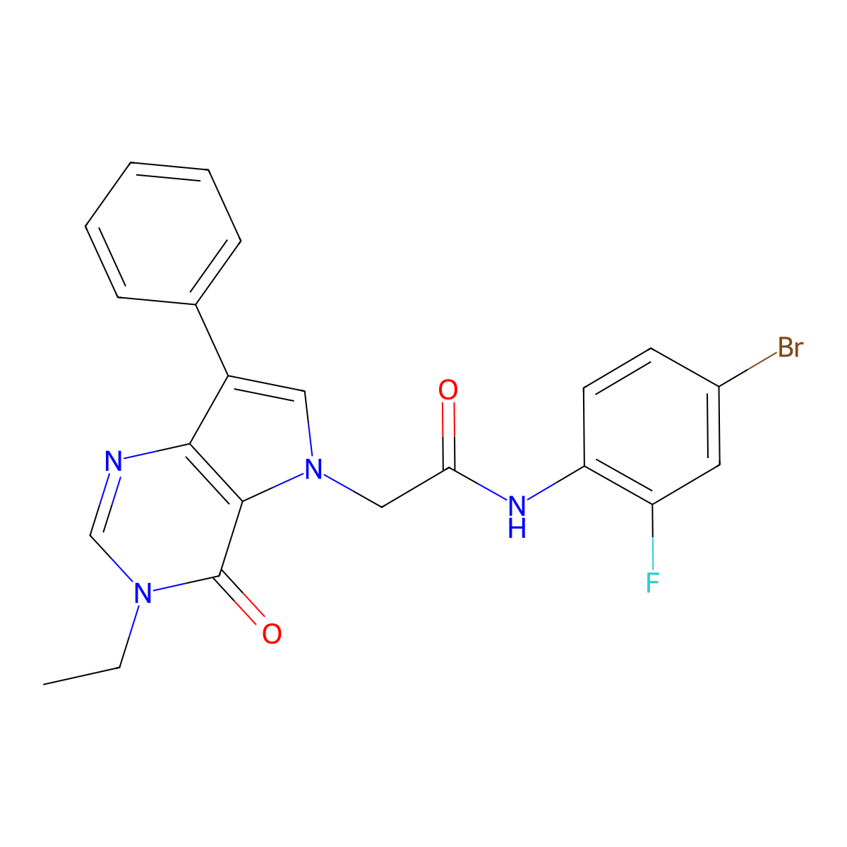 N-(4-bromo-2-fluorophenyl)-2-(3-ethyl-4-oxo-7-phenyl-3,4-dihydro-5H-pyrrolo[3,2-d]pyrimidin-5-yl)acetamide molecular structure, CAS 1251581-03-9