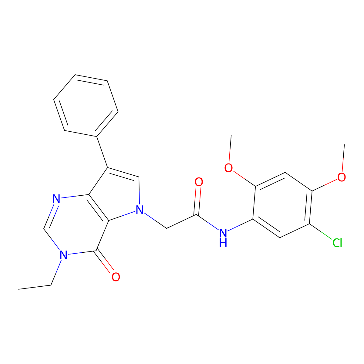 N-(5-chloro-2,4-dimethoxyphenyl)-2-(3-ethyl-4-oxo-7-phenyl-3,4-dihydro-5H-pyrrolo[3,2-d]pyrimidin-5-yl)acetamide molecular structure, CAS 1251581-07-3