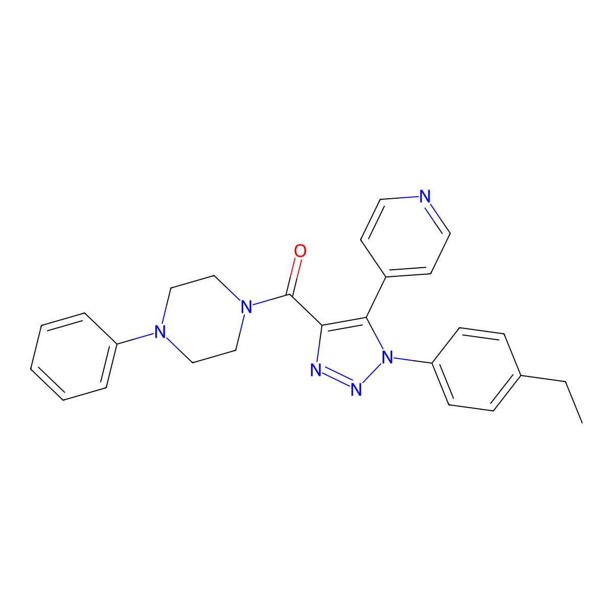 (1-(4-ethylphenyl)-5-(pyridin-4-yl)-1H-1,2,3-triazol-4-yl)(4-phenylpiperazin-1-yl)methanone molecular structure, CAS 1251581-08-4