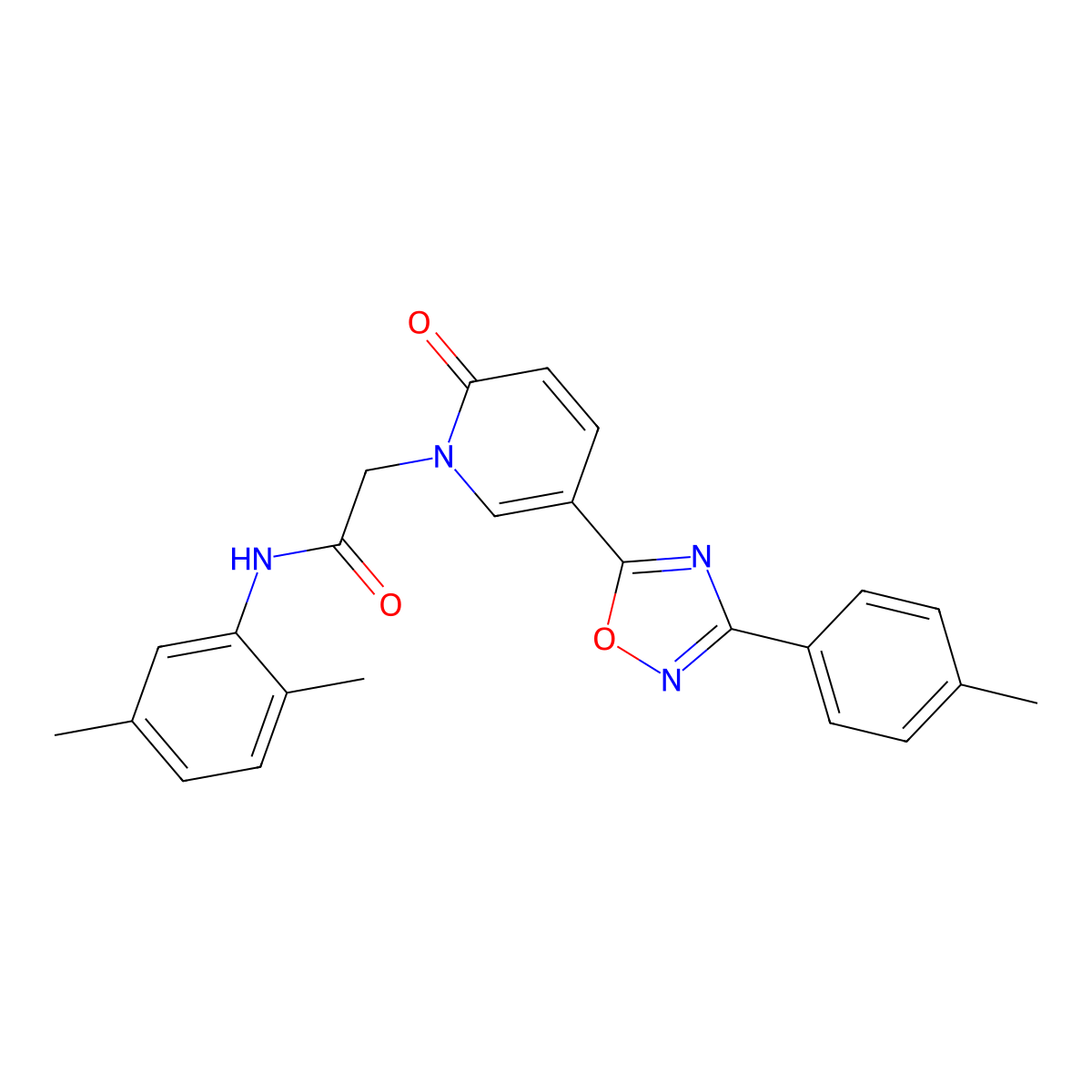 N-(2,5-dimethylphenyl)-2-(2-oxo-5-(3-(p-tolyl)-1,2,4-oxadiazol-5-yl)pyridin-1(2H)-yl)acetamide molecular structure, CAS 1251581-09-5