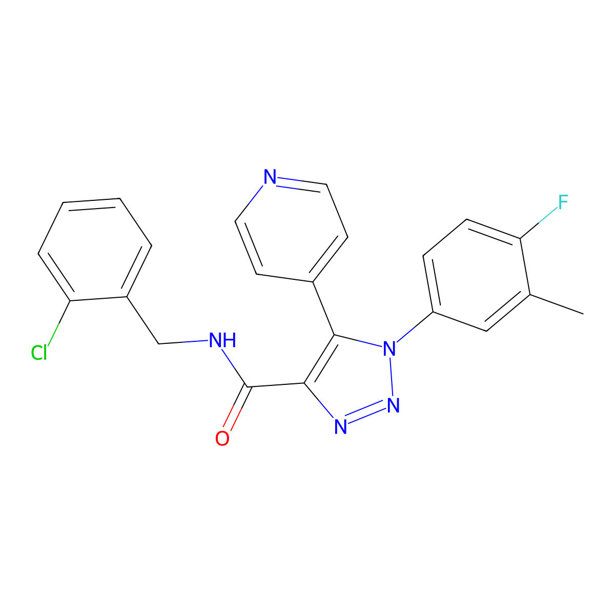 N-[(2-chlorophenyl)methyl]-1-(4-fluoro-3-methylphenyl)-5-(pyridin-4-yl)-1H-1,2,3-triazole-4-carboxamide molecular structure, CAS 1251581-10-8