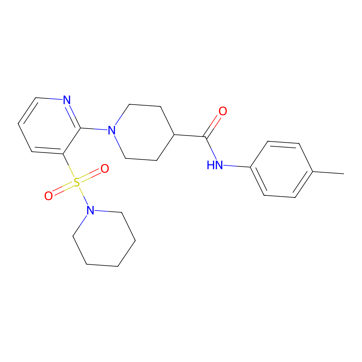 1-(3-(piperidin-1-ylsulfonyl)pyridin-2-yl)-N-(p-tolyl)piperidine-4-carboxamide molecular structure, CAS 1251581-13-1
