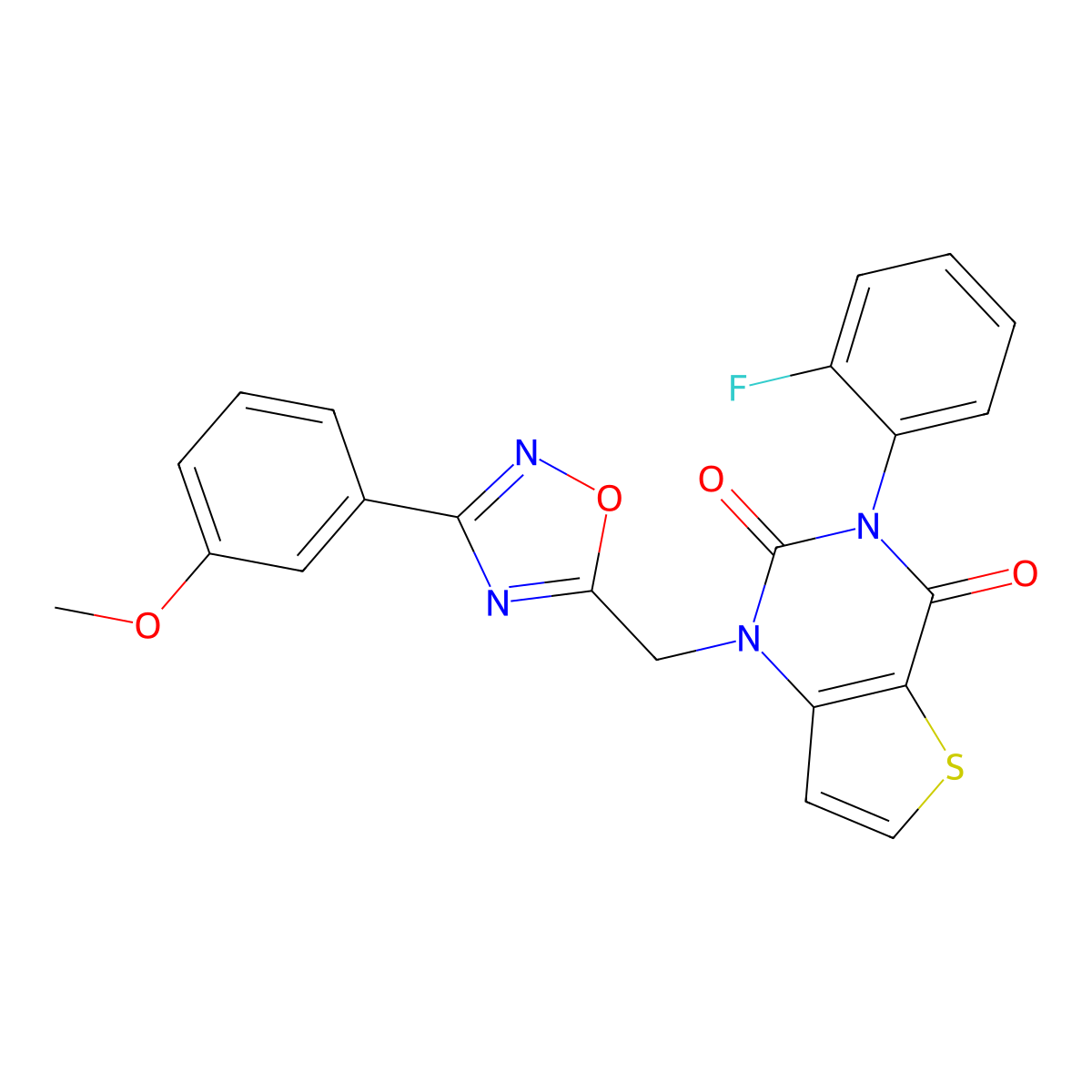 3-(2-fluorophenyl)-1-{[3-(3-methoxyphenyl)-1,2,4-oxadiazol-5-yl]methyl}-1H,2H,3H,4H-thieno[3,2-d]pyrimidine-2,4-dione molecular structure, CAS 1251581-15-3