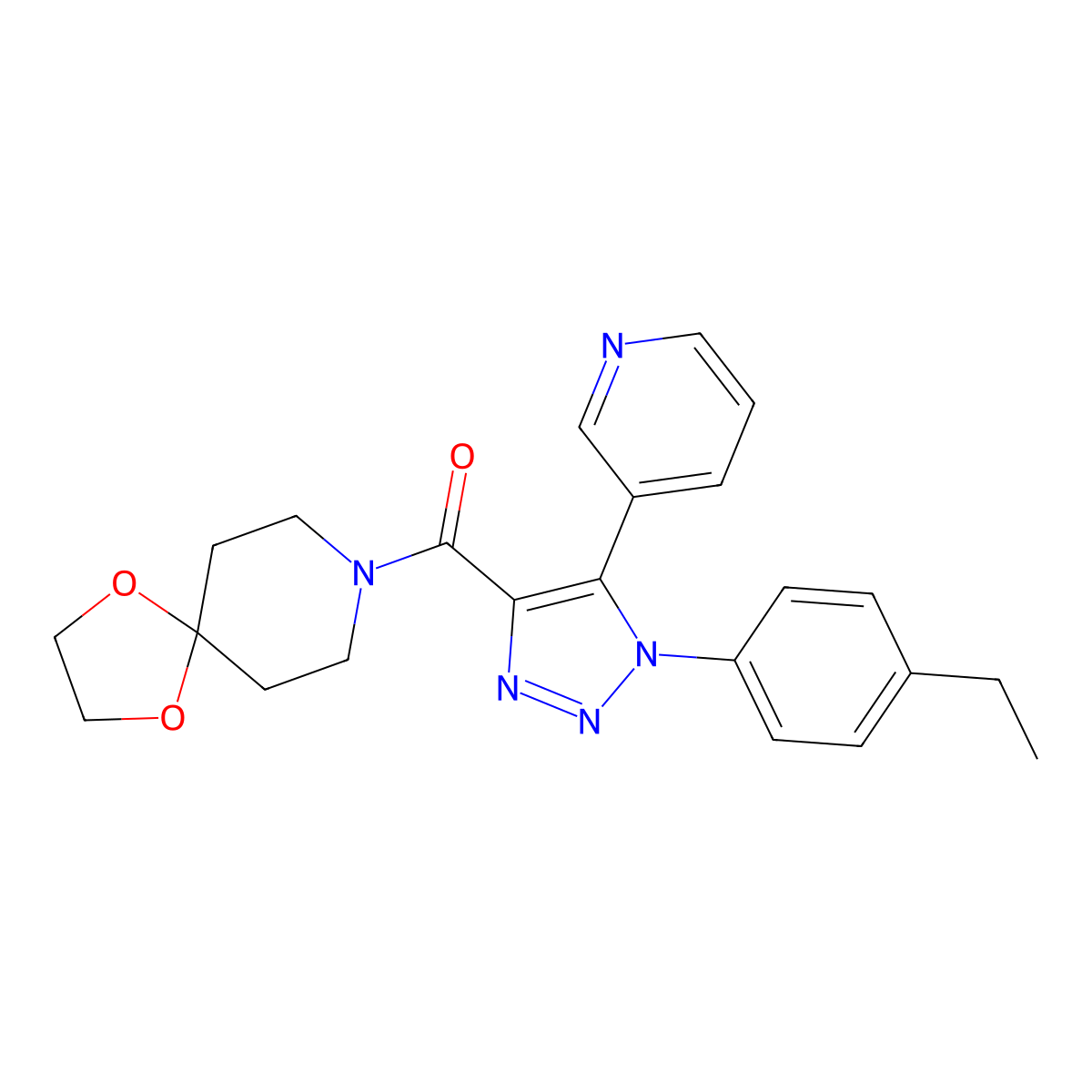 (1-(4-ethylphenyl)-5-(pyridin-3-yl)-1H-1,2,3-triazol-4-yl)(1,4-dioxa-8-azaspiro[4.5]decan-8-yl)methanone molecular structure, CAS 1251581-51-7