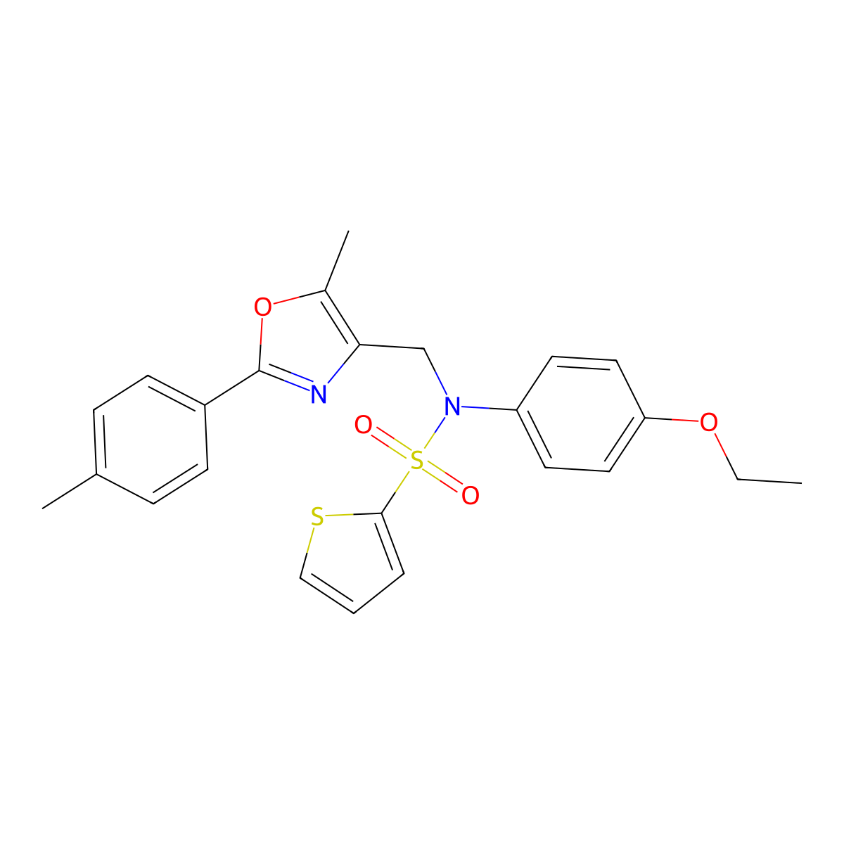 N-(4-ethoxyphenyl)-N-{[5-methyl-2-(4-methylphenyl)-1,3-oxazol-4-yl]methyl}thiophene-2-sulfonamide molecular structure, CAS 1251581-59-5