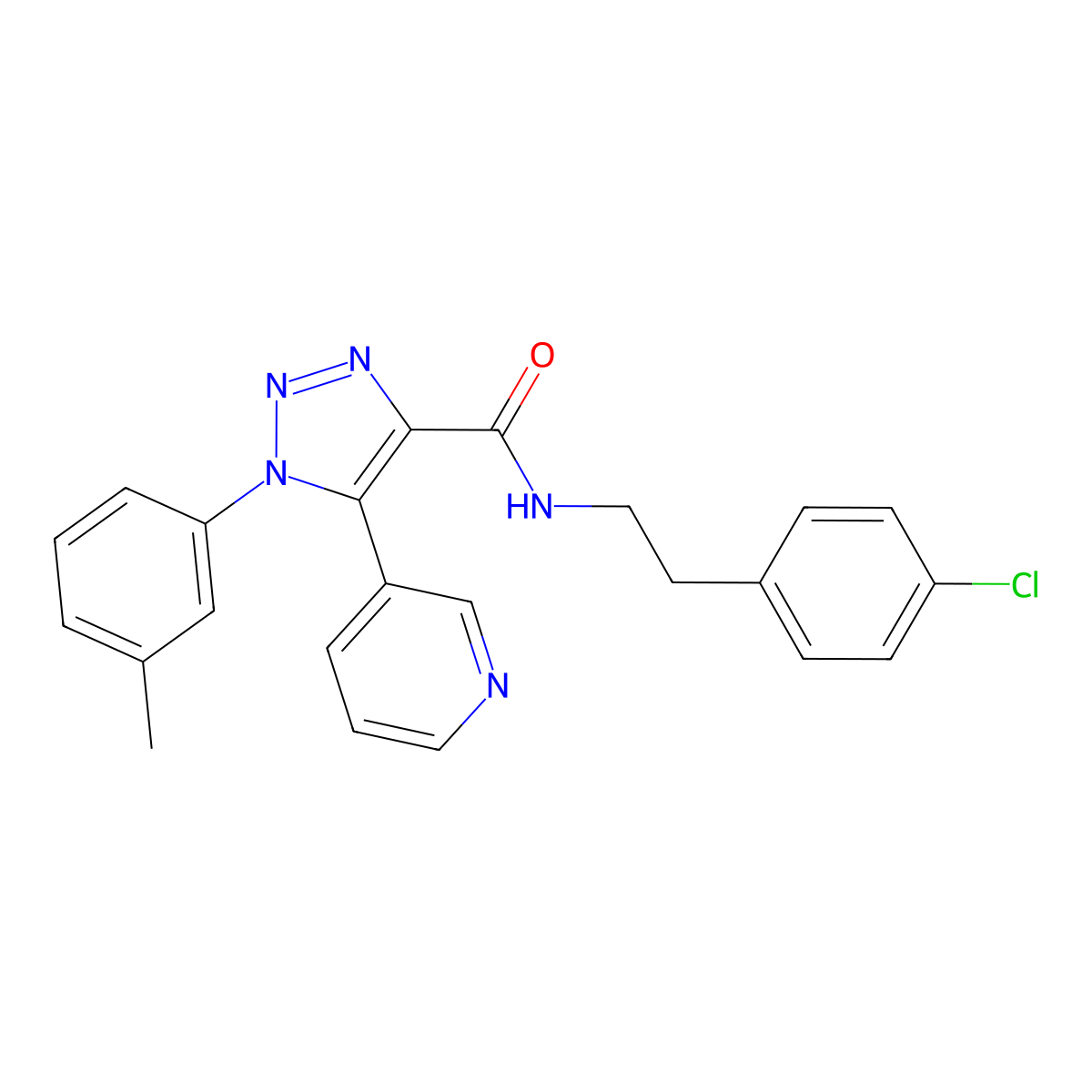 N-(4-chlorophenethyl)-5-(pyridin-3-yl)-1-(m-tolyl)-1H-1,2,3-triazole-4-carboxamide molecular structure, CAS 1251581-63-1