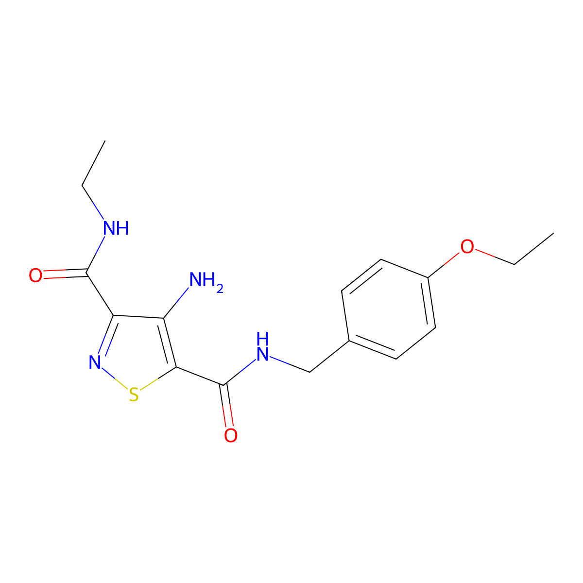 4-amino-N5-(4-ethoxybenzyl)-N3-ethylisothiazole-3,5-dicarboxamide molecular structure, CAS 1251581-69-7