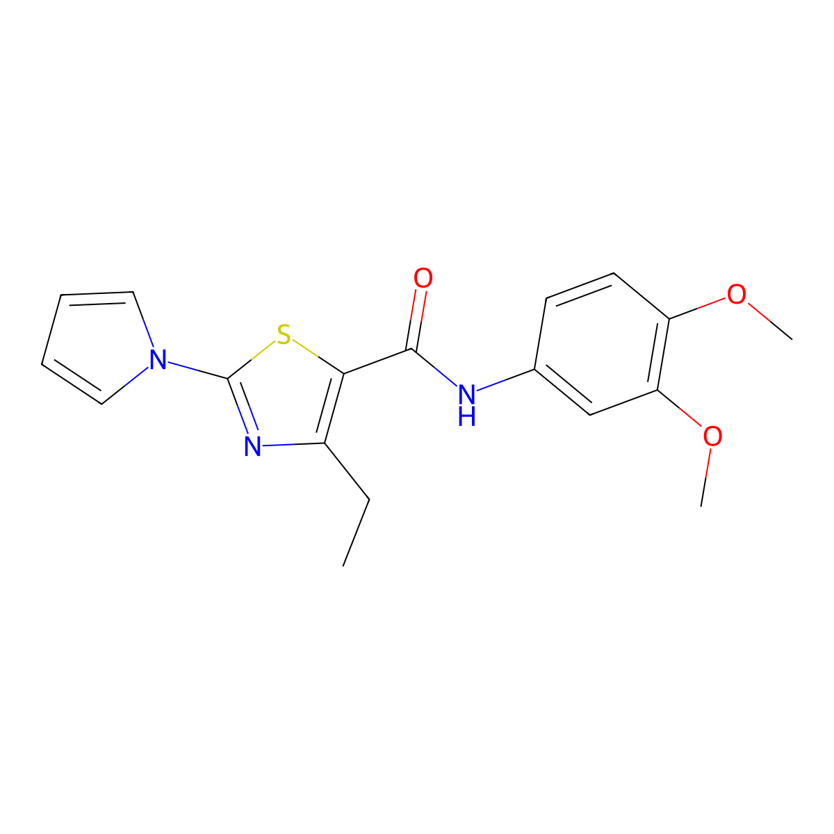 N-(3,4-dimethoxyphenyl)-4-ethyl-2-(1H-pyrrol-1-yl)-1,3-thiazole-5-carboxamide molecular structure, CAS 1251581-77-7
