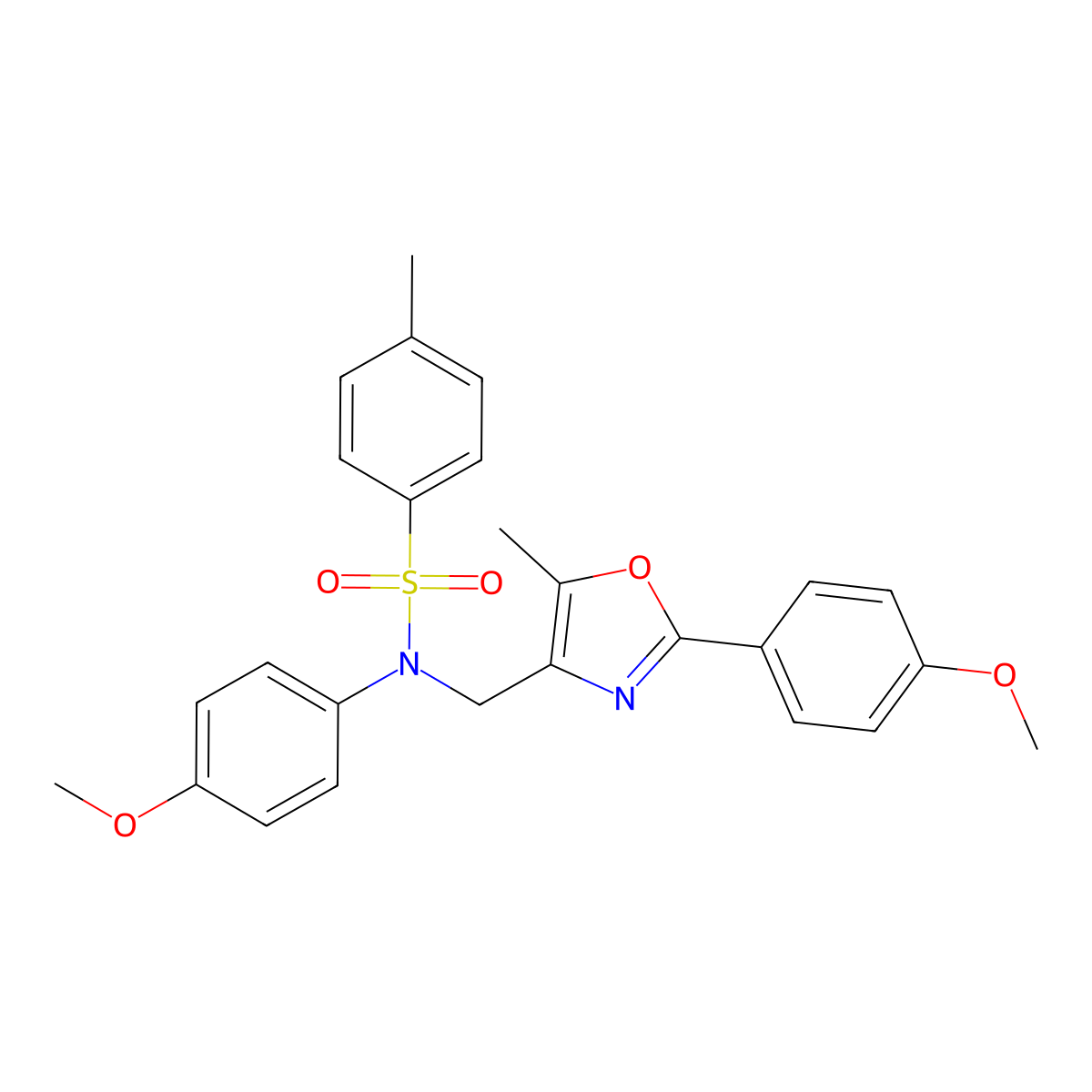 N-(4-methoxyphenyl)-N-{[2-(4-methoxyphenyl)-5-methyl-1,3-oxazol-4-yl]methyl}-4-methylbenzene-1-sulfonamide molecular structure, CAS 1251581-80-2