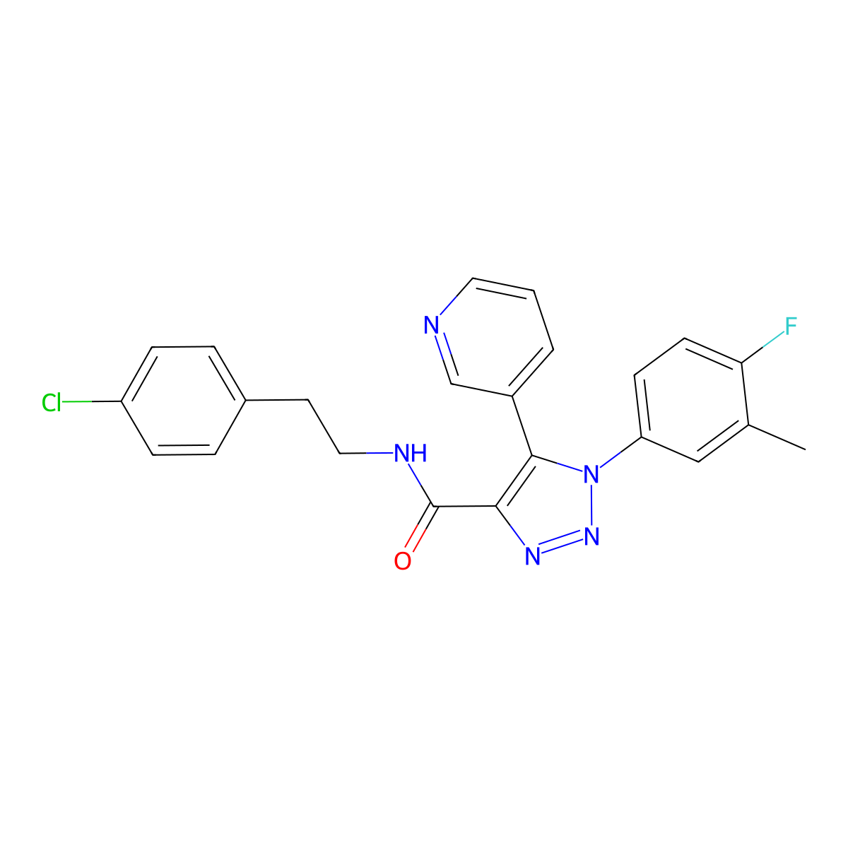N-[2-(4-chlorophenyl)ethyl]-1-(4-fluoro-3-methylphenyl)-5-(pyridin-3-yl)-1H-1,2,3-triazole-4-carboxamide molecular structure, CAS 1251581-84-6