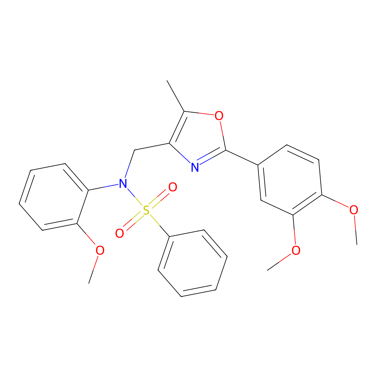 N-{[2-(3,4-dimethoxyphenyl)-5-methyl-1,3-oxazol-4-yl]methyl}-N-(2-methoxyphenyl)benzenesulfonamide molecular structure, CAS 1251581-85-7