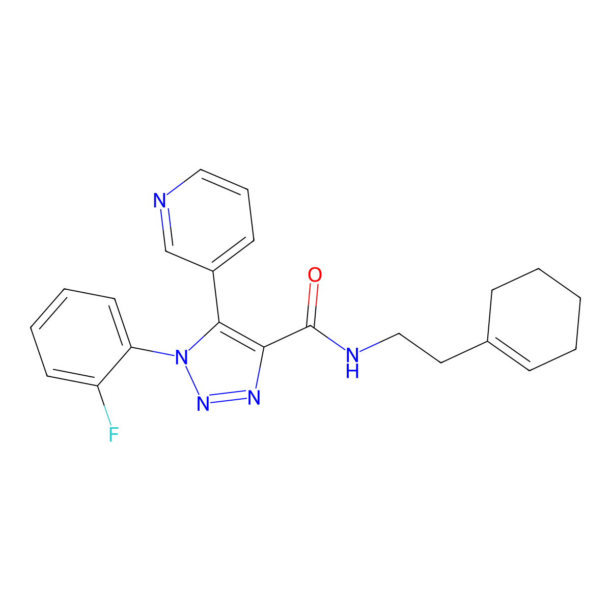 N-[2-(cyclohex-1-en-1-yl)ethyl]-1-(2-fluorophenyl)-5-(pyridin-3-yl)-1H-1,2,3-triazole-4-carboxamide molecular structure, CAS 1251581-94-8