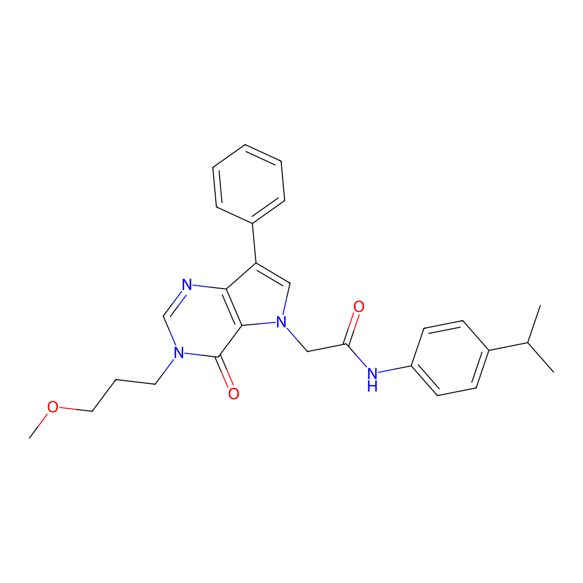 2-[3-(3-methoxypropyl)-4-oxo-7-phenyl-3,4-dihydro-5H-pyrrolo[3,2-d]pyrimidin-5-yl]-N-[4-(propan-2-yl)phenyl]acetamide molecular structure, CAS 1251582-08-7