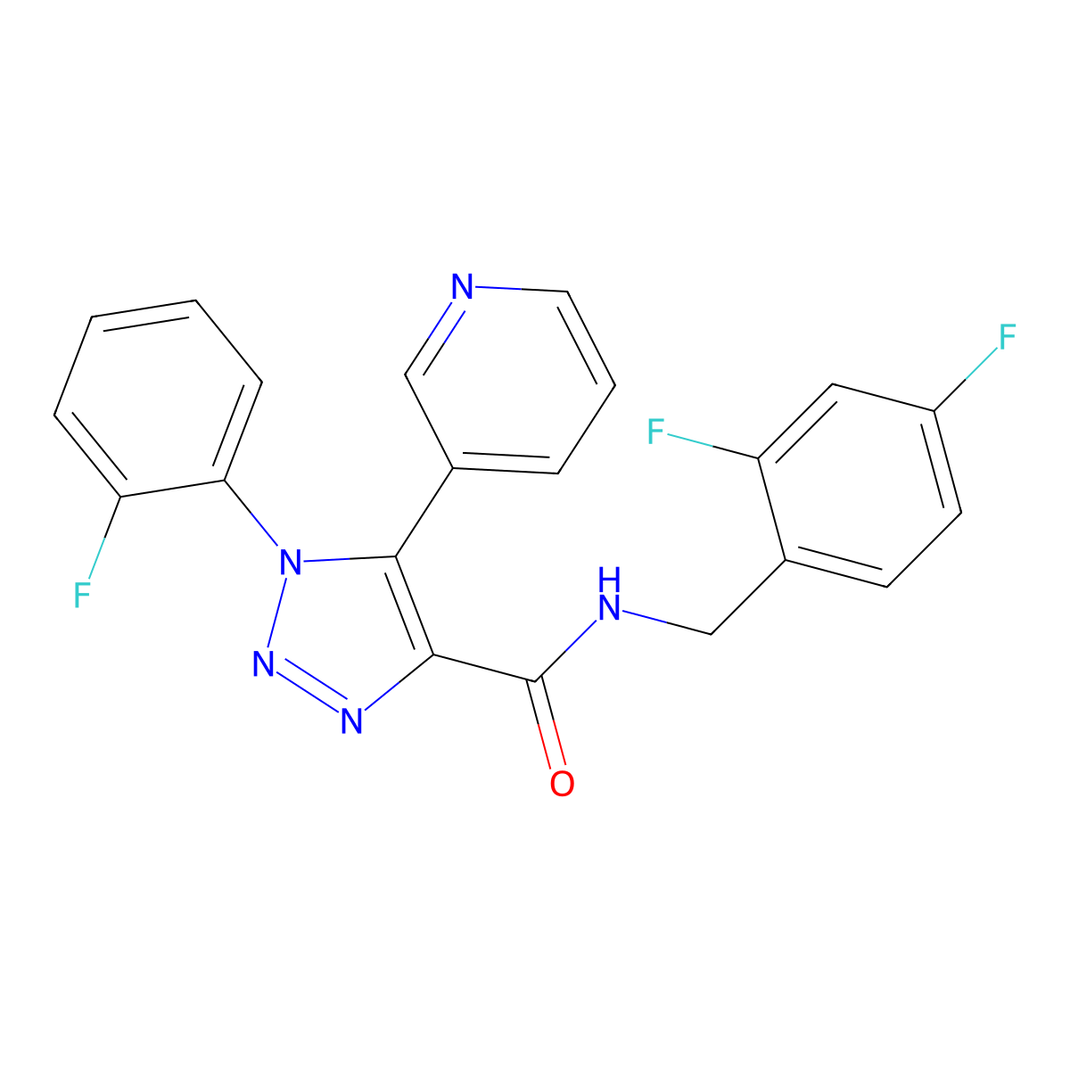 N-[(2,4-difluorophenyl)methyl]-1-(2-fluorophenyl)-5-(pyridin-3-yl)-1H-1,2,3-triazole-4-carboxamide molecular structure, CAS 1251582-20-3