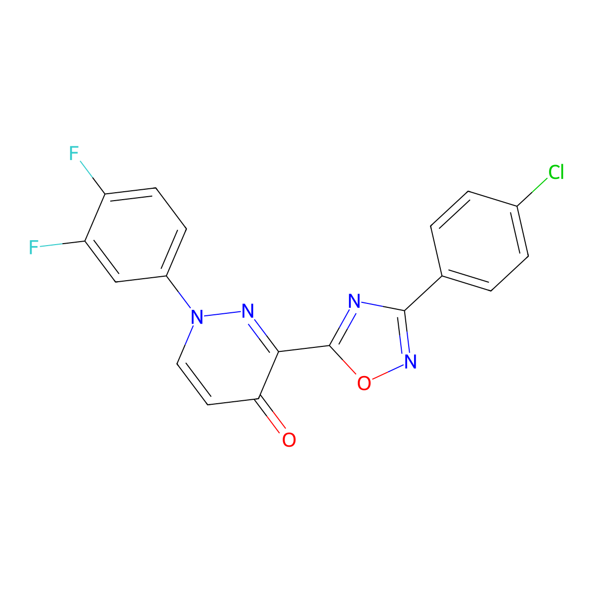 3-(3-(4-chlorophenyl)-1,2,4-oxadiazol-5-yl)-1-(3,4-difluorophenyl)pyridazin-4(1H)-one molecular structure, CAS 1251582-28-1