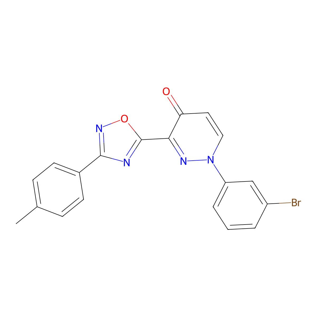 1-(3-bromophenyl)-3-(3-(p-tolyl)-1,2,4-oxadiazol-5-yl)pyridazin-4(1H)-one molecular structure, CAS 1251582-33-8