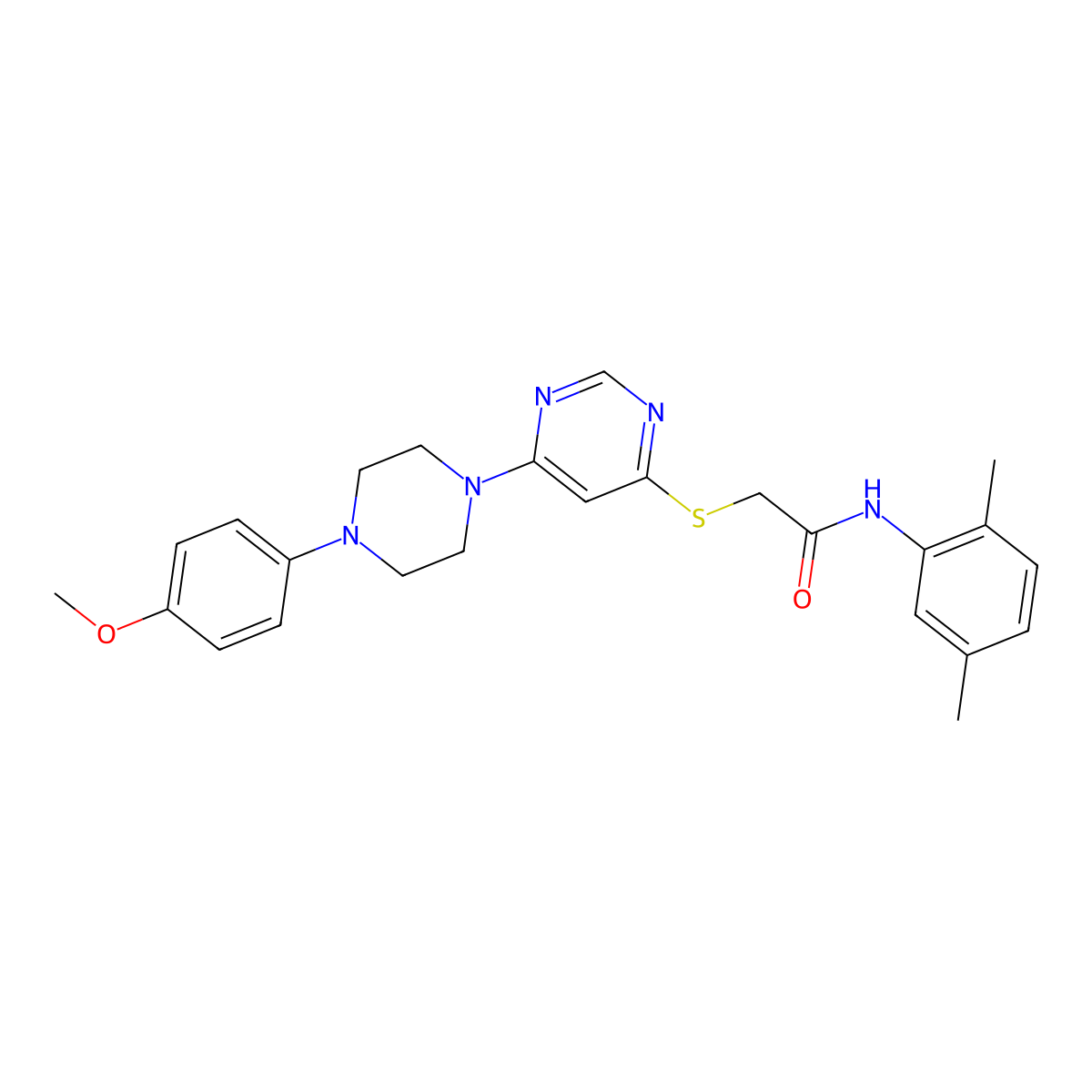 N-(2,5-dimethylphenyl)-2-({6-[4-(4-methoxyphenyl)piperazin-1-yl]pyrimidin-4-yl}sulfanyl)acetamide molecular structure, CAS 1251582-37-2