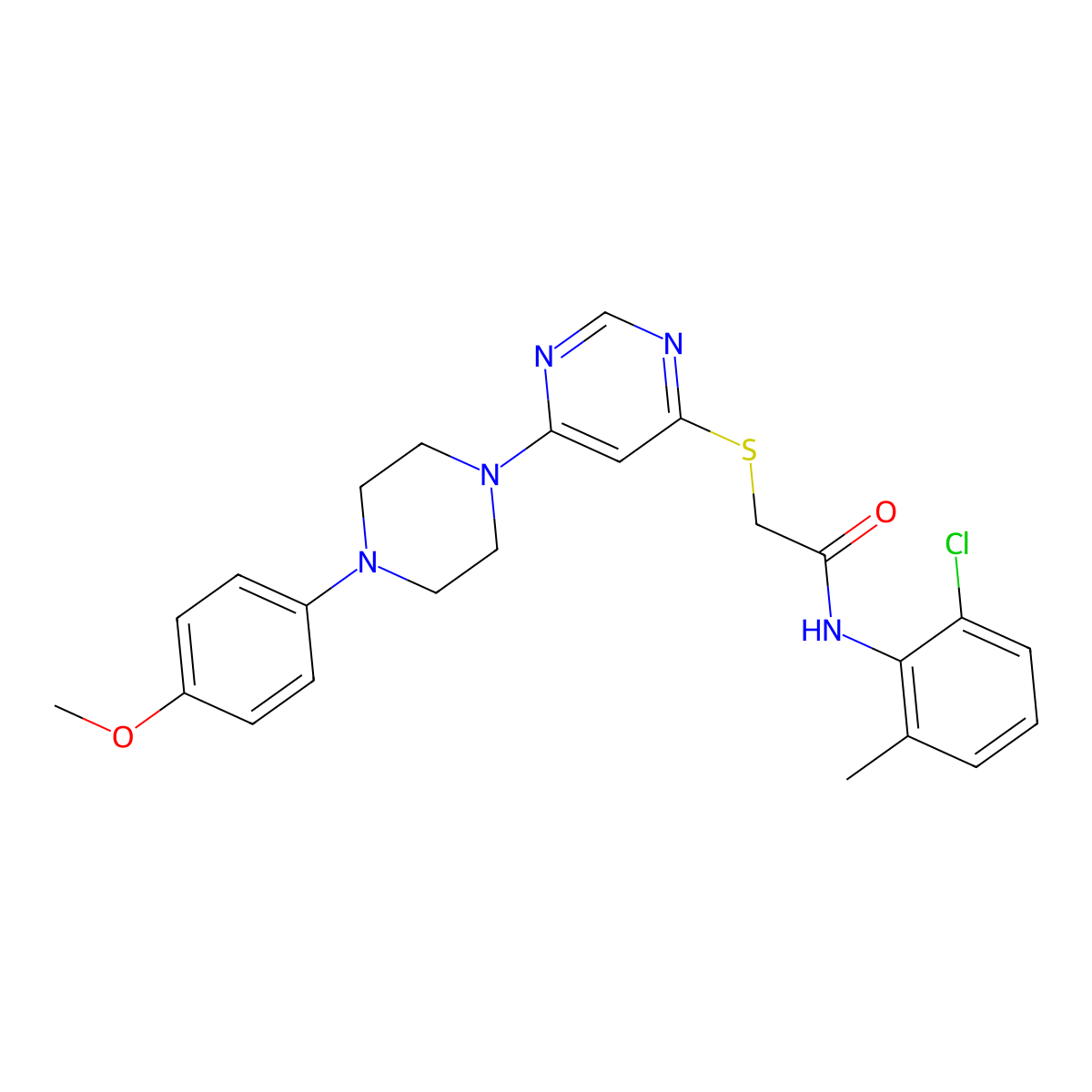N-(2-chloro-6-methylphenyl)-2-({6-[4-(4-methoxyphenyl)piperazin-1-yl]pyrimidin-4-yl}sulfanyl)acetamide molecular structure, CAS 1251582-40-7