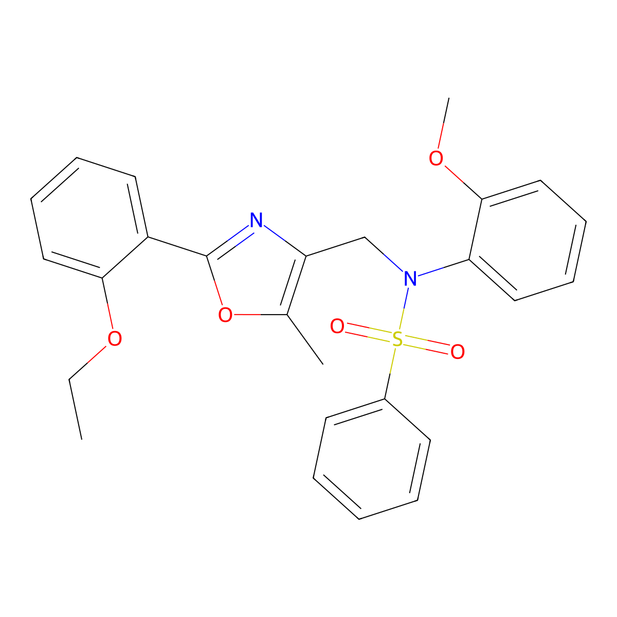 N-{[2-(2-ethoxyphenyl)-5-methyl-1,3-oxazol-4-yl]methyl}-N-(2-methoxyphenyl)benzenesulfonamide molecular structure, CAS 1251582-44-1