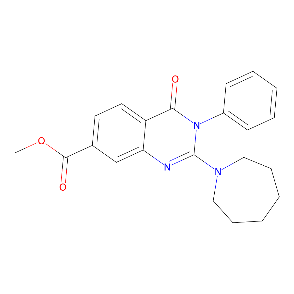 Methyl 2-(azepan-1-yl)-4-oxo-3-phenyl-3,4-dihydroquinazoline-7-carboxylate molecular structure, CAS 1251582-46-3