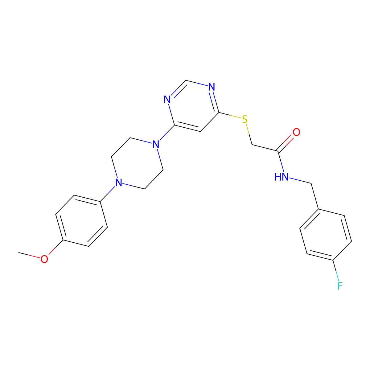 N-[(4-fluorophenyl)methyl]-2-({6-[4-(4-methoxyphenyl)piperazin-1-yl]pyrimidin-4-yl}sulfanyl)acetamide molecular structure, CAS 1251582-54-3