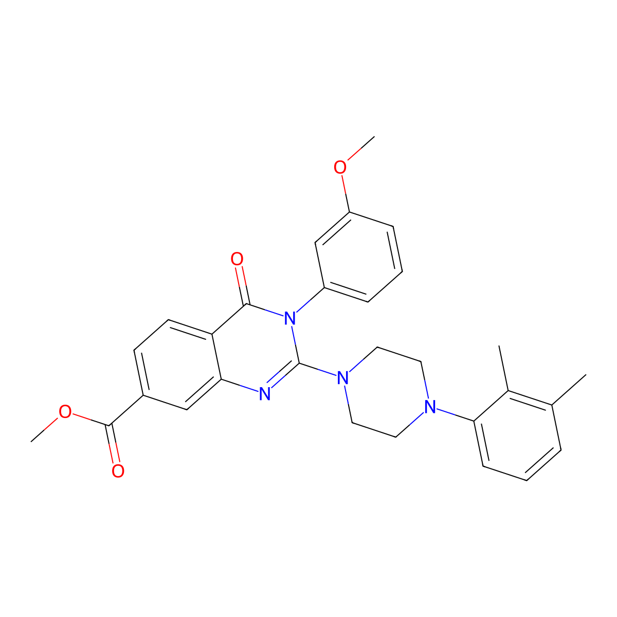 Methyl 2-[4-(2,3-dimethylphenyl)piperazin-1-yl]-3-(3-methoxyphenyl)-4-oxo-3,4-dihydroquinazoline-7-carboxylate molecular structure, CAS 1251582-57-6
