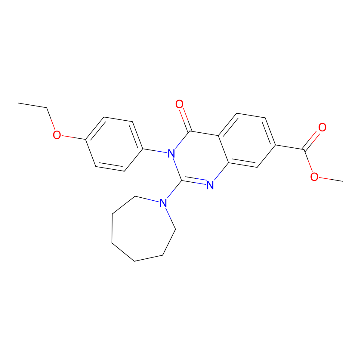 Methyl 2-(azepan-1-yl)-3-(4-ethoxyphenyl)-4-oxo-3,4-dihydroquinazoline-7-carboxylate molecular structure, CAS 1251582-61-2