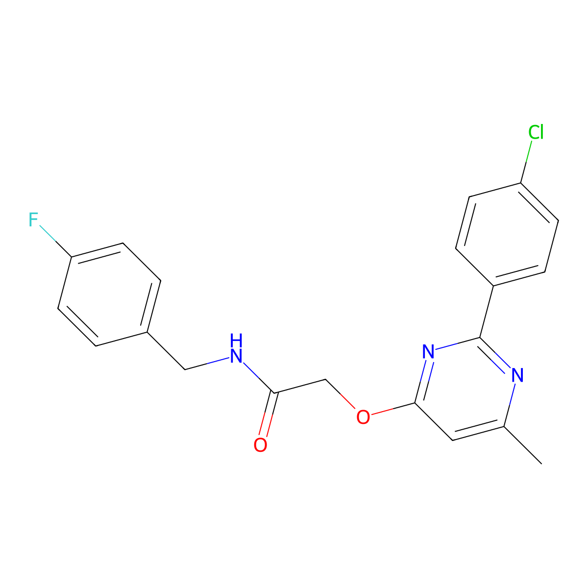 2-{[2-(4-chlorophenyl)-6-methylpyrimidin-4-yl]oxy}-N-[(4-fluorophenyl)methyl]acetamide molecular structure, CAS 1251582-88-3