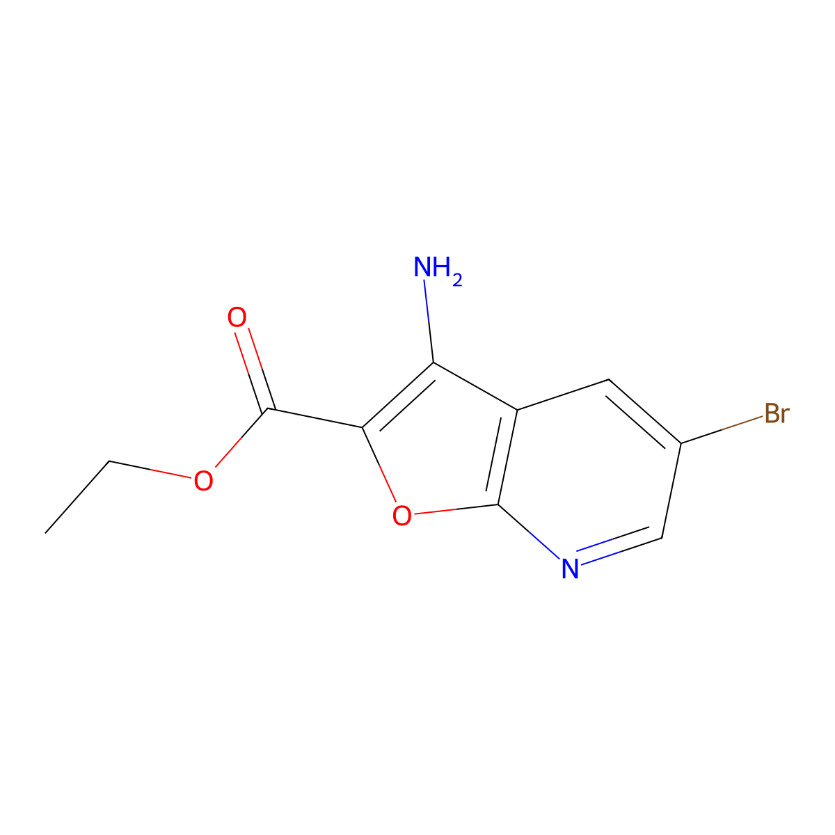 Ethyl 3-amino-5-bromofuro[2,3-b]pyridine-2-carboxylate molecular structure, CAS 1251582-89-4
