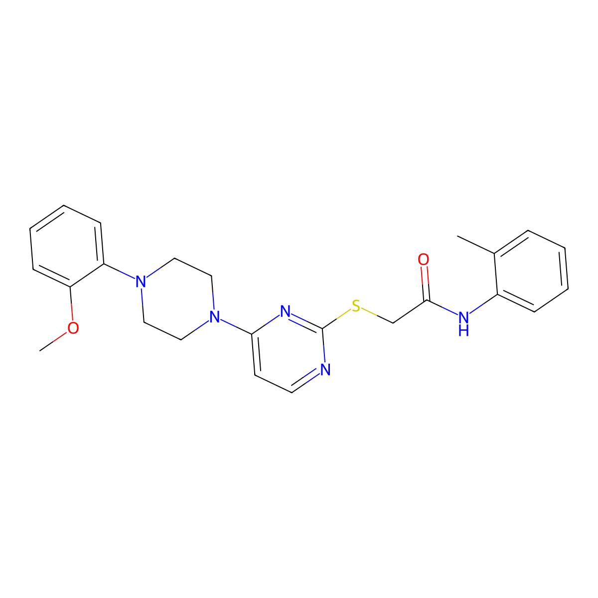 2-((4-(4-(2-methoxyphenyl)piperazin-1-yl)pyrimidin-2-yl)thio)-N-(o-tolyl)acetamide molecular structure, CAS 1251582-91-8