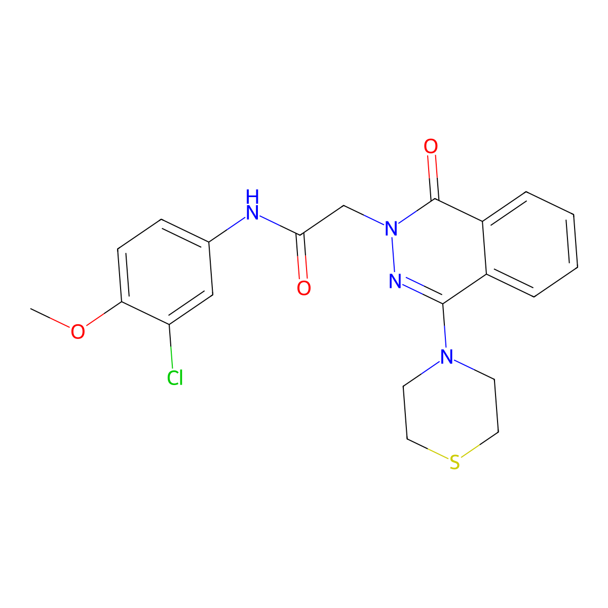 N-(3-chloro-4-methoxyphenyl)-2-[1-oxo-4-(thiomorpholin-4-yl)-1,2-dihydrophthalazin-2-yl]acetamide molecular structure, CAS 1251583-00-2
