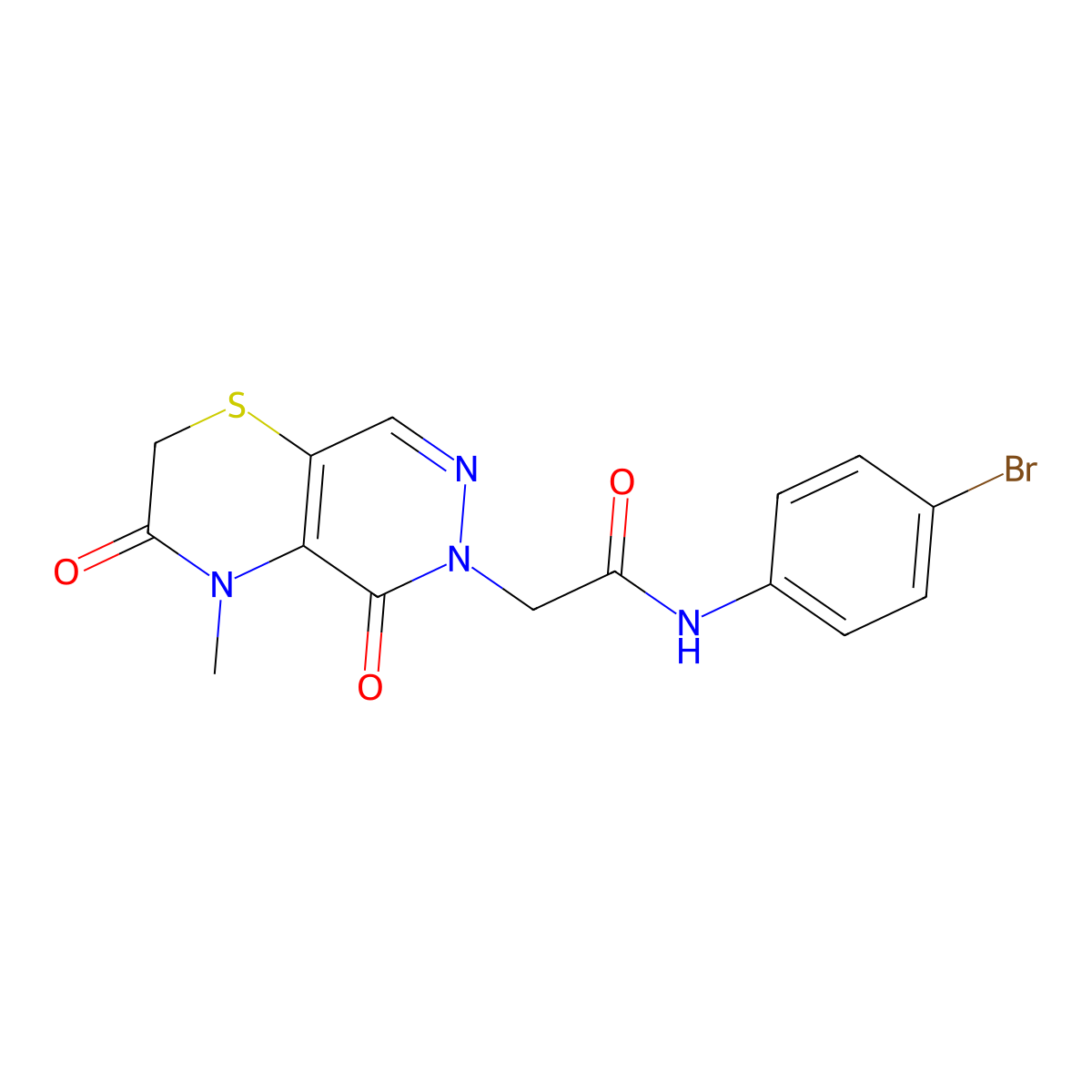 N-(4-bromophenyl)-2-{4-methyl-3,5-dioxo-2H,3H,4H,5H,6H-pyridazino[4,5-b][1,4]thiazin-6-yl}acetamide molecular structure, CAS 1251583-11-5