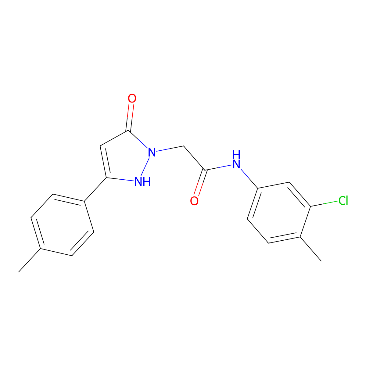 N-(3-chloro-4-methylphenyl)-2-(5-oxo-3-(p-tolyl)-2,5-dihydro-1H-pyrazol-1-yl)acetamide molecular structure, CAS 1251583-25-1