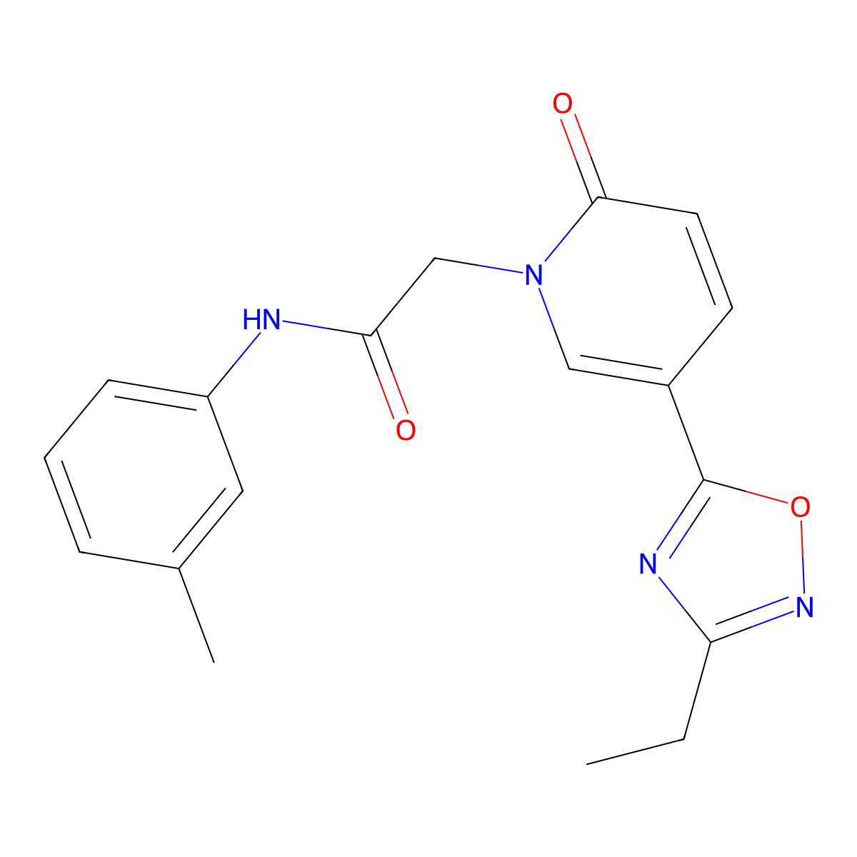 2-[5-(3-ethyl-1,2,4-oxadiazol-5-yl)-2-oxo-1,2-dihydropyridin-1-yl]-N-(3-methylphenyl)acetamide molecular structure, CAS 1251583-30-8