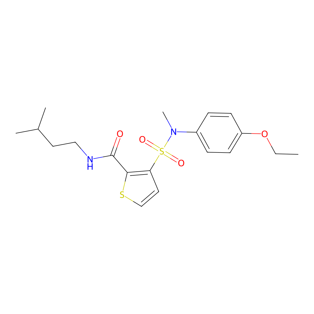 3-[(4-ethoxyphenyl)(methyl)sulfamoyl]-N-(3-methylbutyl)thiophene-2-carboxamide molecular structure, CAS 1251583-37-5