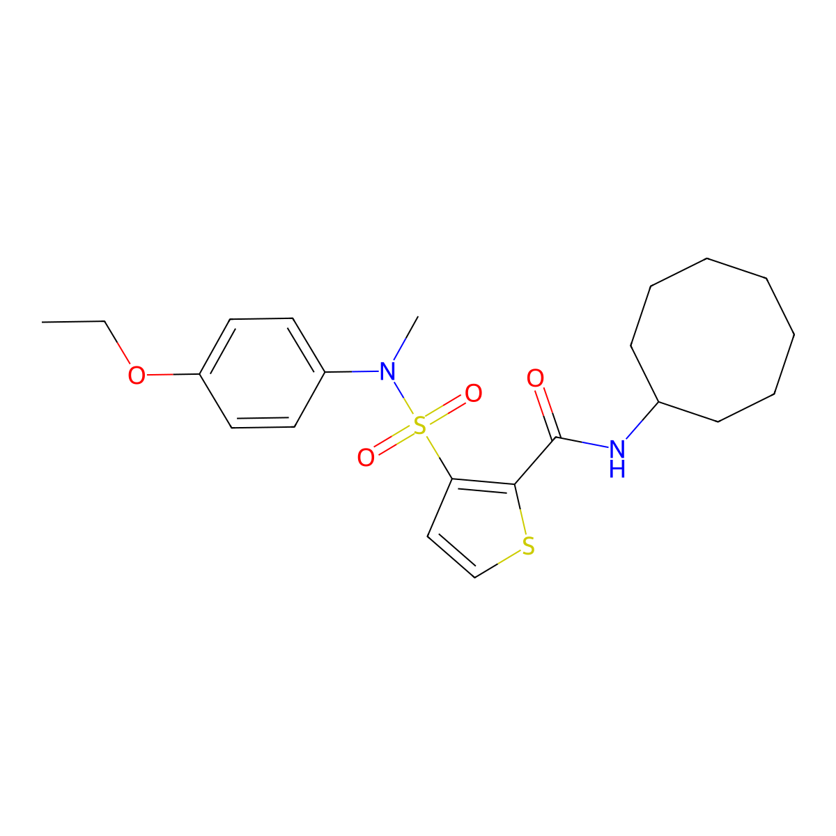 N-cyclooctyl-3-[(4-ethoxyphenyl)(methyl)sulfamoyl]thiophene-2-carboxamide molecular structure, CAS 1251583-40-0