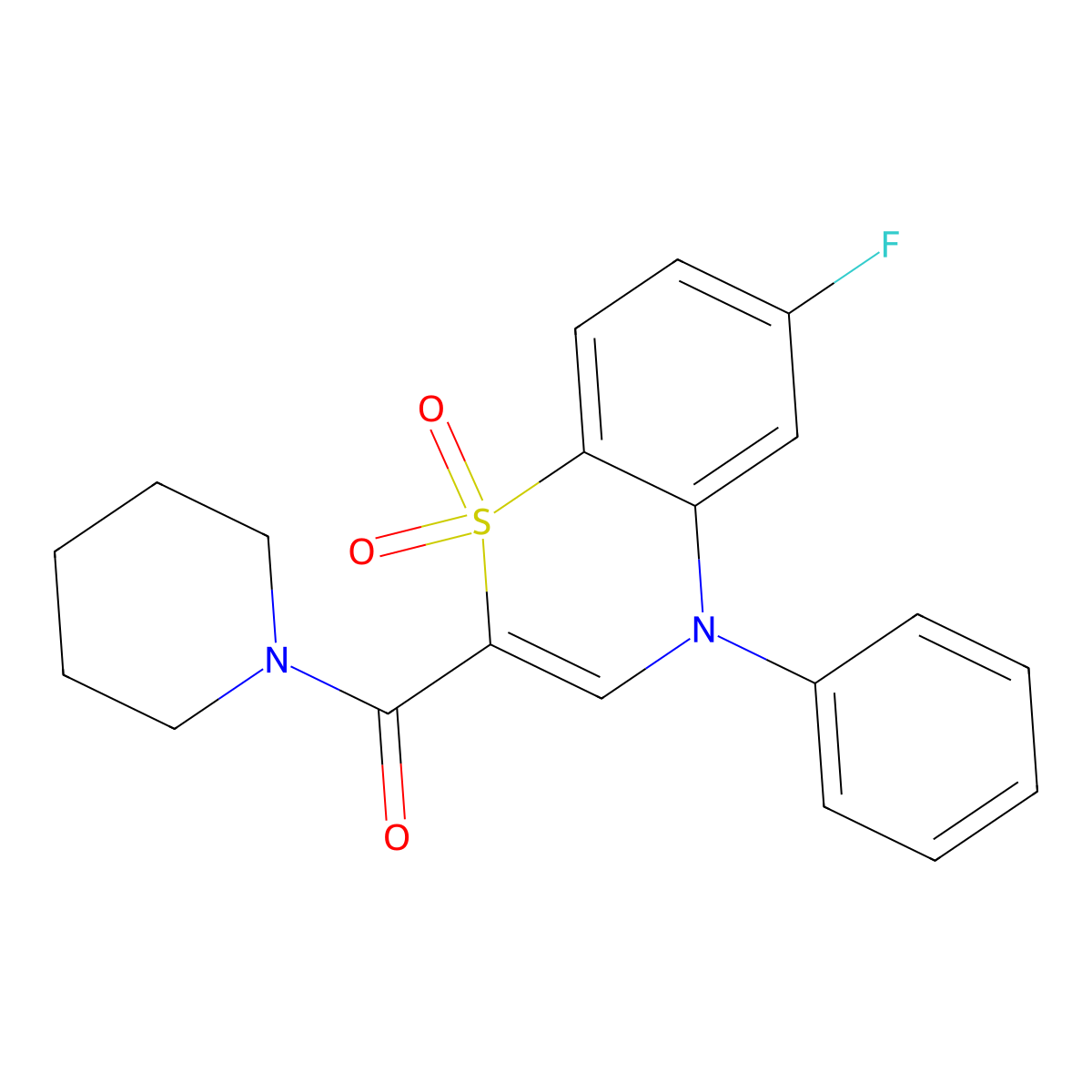 6-fluoro-4-phenyl-2-(piperidin-1-ylcarbonyl)-4H-1,4-benzothiazine 1,1-dioxide molecular structure, CAS 1251583-48-8