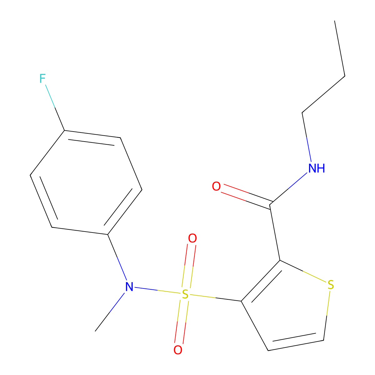 3-[(4-fluorophenyl)(methyl)sulfamoyl]-N-propylthiophene-2-carboxamide molecular structure, CAS 1251583-53-5