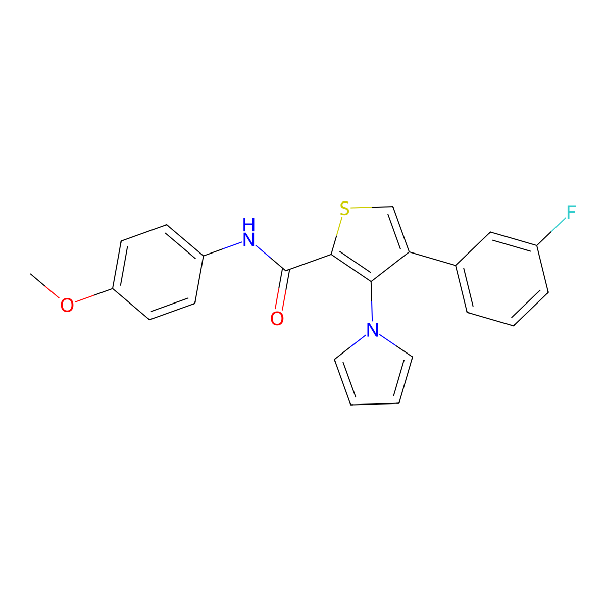 4-(3-fluorophenyl)-N-(4-methoxyphenyl)-3-(1H-pyrrol-1-yl)thiophene-2-carboxamide molecular structure, CAS 1251583-59-1