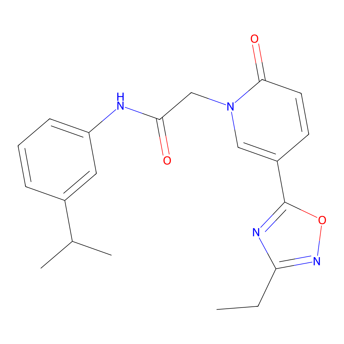 2-(5-(3-ethyl-1,2,4-oxadiazol-5-yl)-2-oxopyridin-1(2H)-yl)-N-(3-isopropylphenyl)acetamide molecular structure, CAS 1251583-77-3