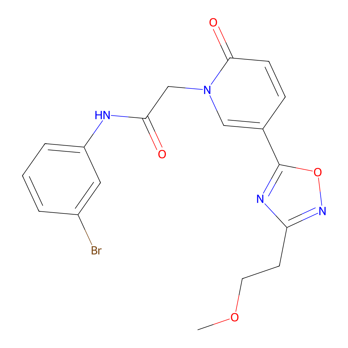 N-(3-bromophenyl)-2-(5-(3-(2-methoxyethyl)-1,2,4-oxadiazol-5-yl)-2-oxopyridin-1(2H)-yl)acetamide molecular structure, CAS 1251583-87-5