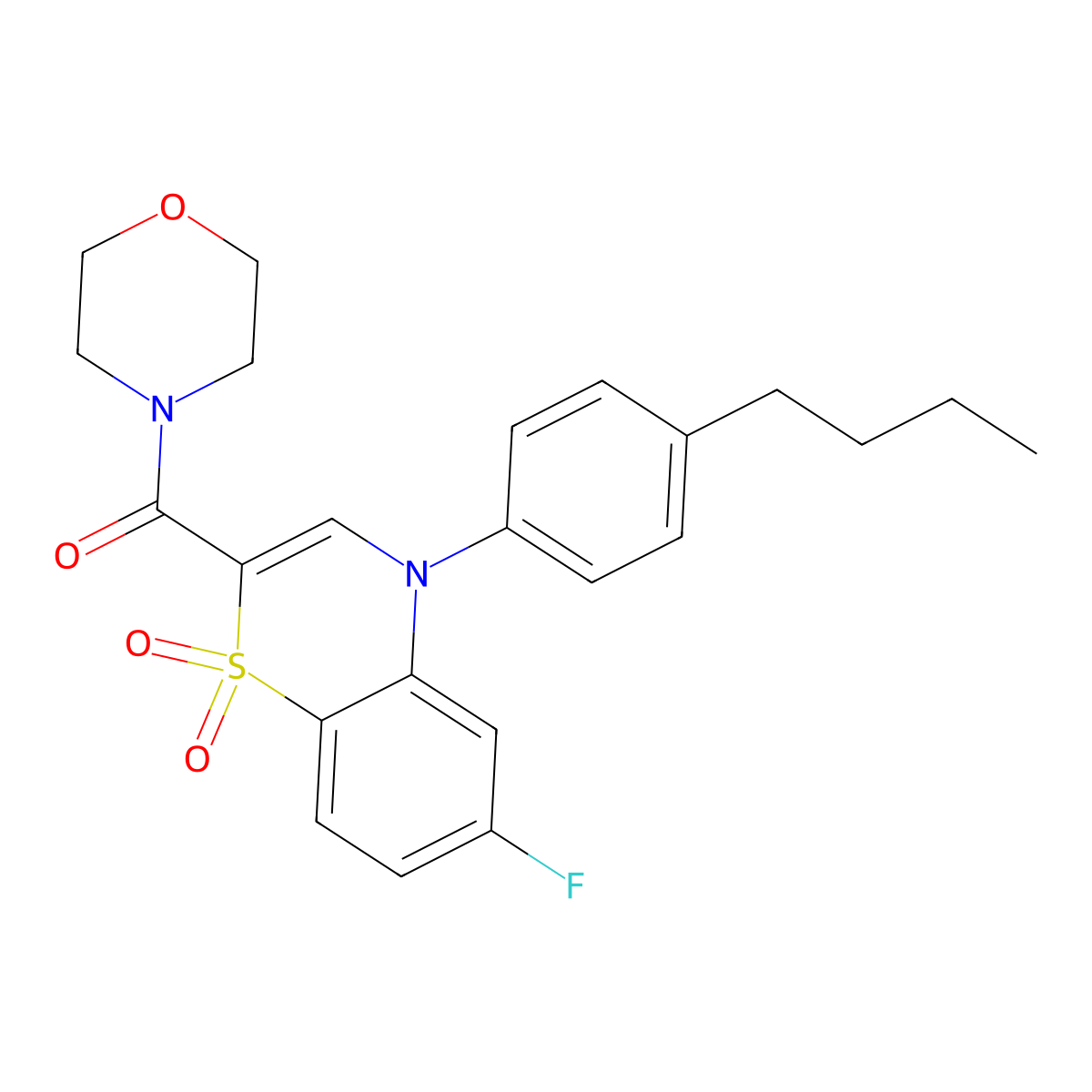 4-(4-butylphenyl)-6-fluoro-2-(morpholine-4-carbonyl)-4H-1lambda6,4-benzothiazine-1,1-dione molecular structure, CAS 1251583-88-6