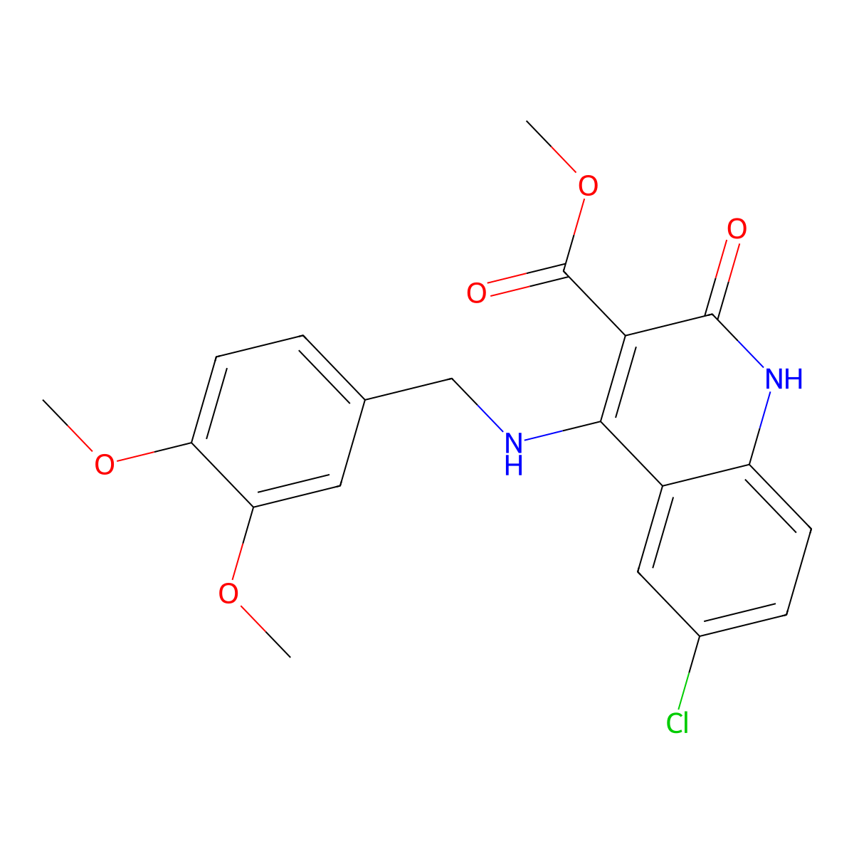 Methyl 6-chloro-4-((3,4-dimethoxybenzyl)amino)-2-oxo-1,2-dihydroquinoline-3-carboxylate molecular structure, CAS 1251584-05-0