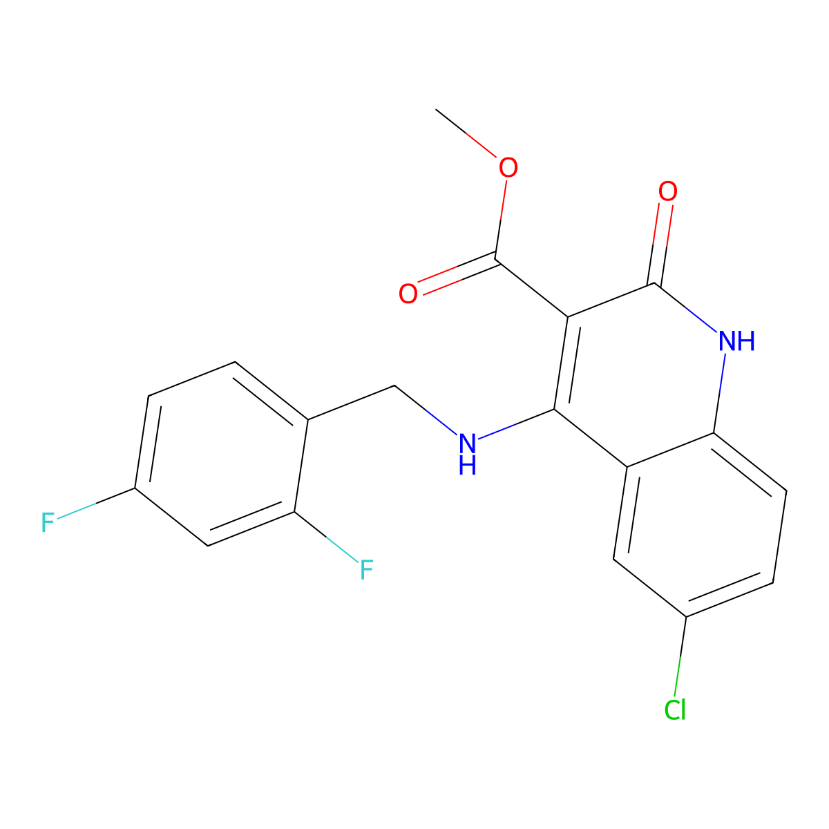 Methyl 6-chloro-4-((2,4-difluorobenzyl)amino)-2-oxo-1,2-dihydroquinoline-3-carboxylate molecular structure, CAS 1251584-15-2