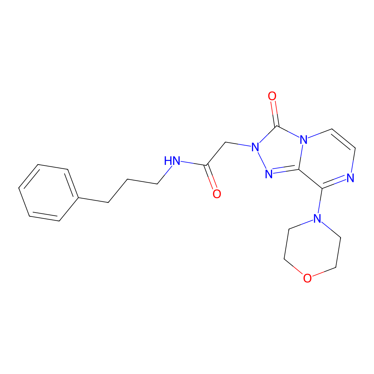 2-(8-morpholino-3-oxo-[1,2,4]triazolo[4,3-a]pyrazin-2(3H)-yl)-N-(3-phenylpropyl)acetamide molecular structure, CAS 1251584-18-5