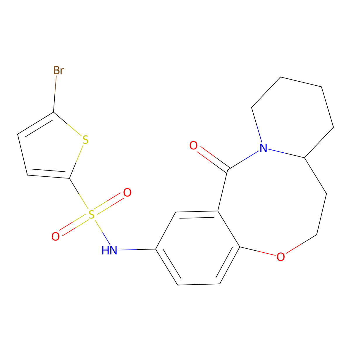 5-bromo-N-{2-oxo-9-oxa-1-azatricyclo[10.4.0.0^{3,8}]hexadeca-3,5,7-trien-5-yl}thiophene-2-sulfonamide molecular structure, CAS 1251584-19-6