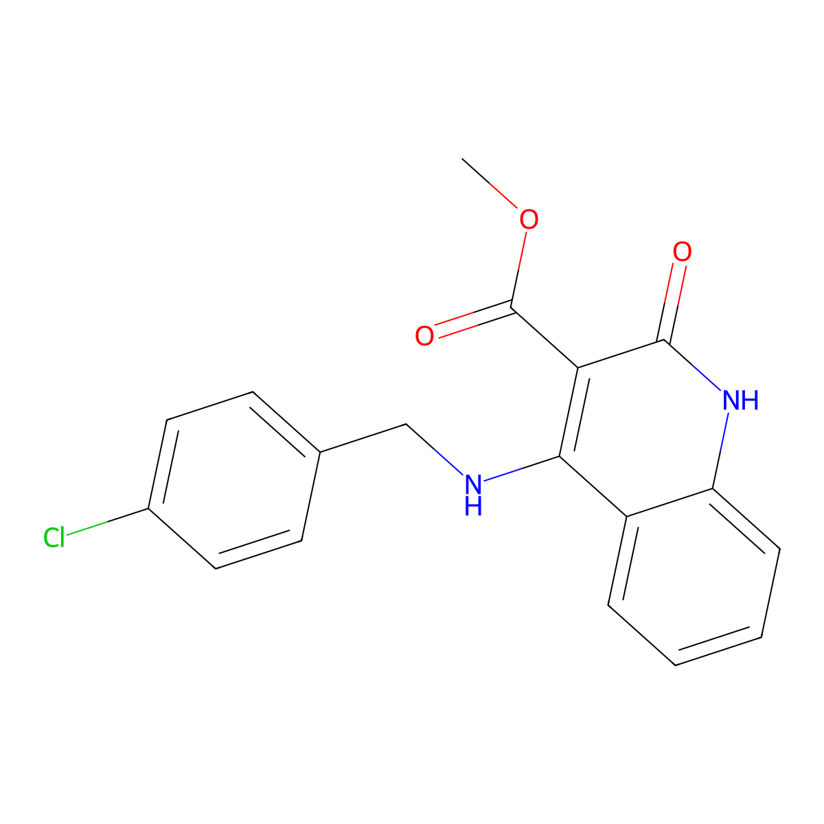 Methyl 4-((4-chlorobenzyl)amino)-2-oxo-1,2-dihydroquinoline-3-carboxylate molecular structure, CAS 1251584-23-2