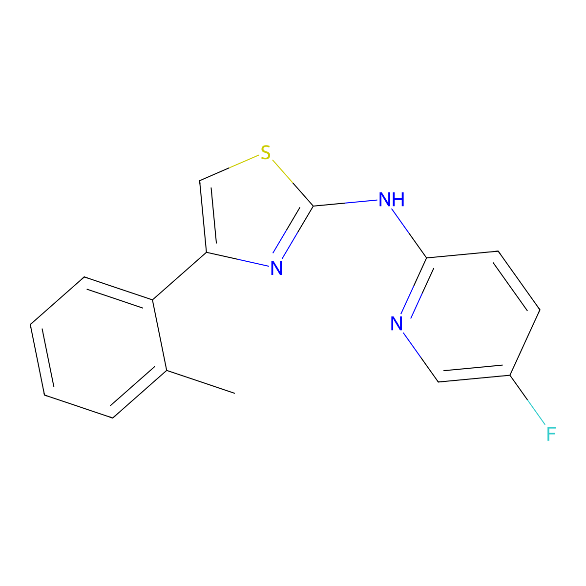5-fluoro-N-[4-(2-methylphenyl)-1,3-thiazol-2-yl]pyridin-2-amine molecular structure, CAS 1251584-28-7