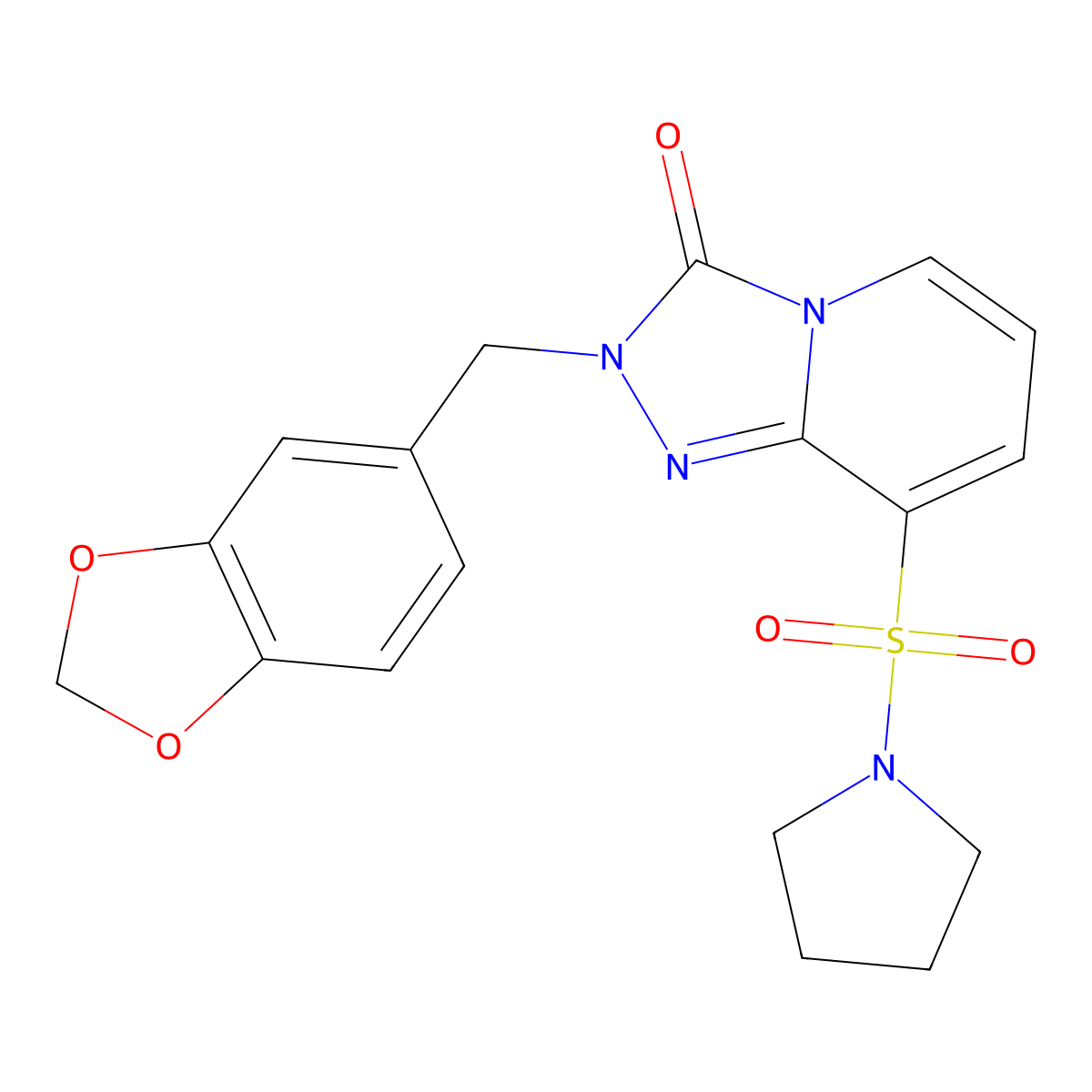 2-[(2H-1,3-benzodioxol-5-yl)methyl]-8-(pyrrolidine-1-sulfonyl)-2H,3H-[1,2,4]triazolo[4,3-a]pyridin-3-one molecular structure, CAS 1251584-40-3