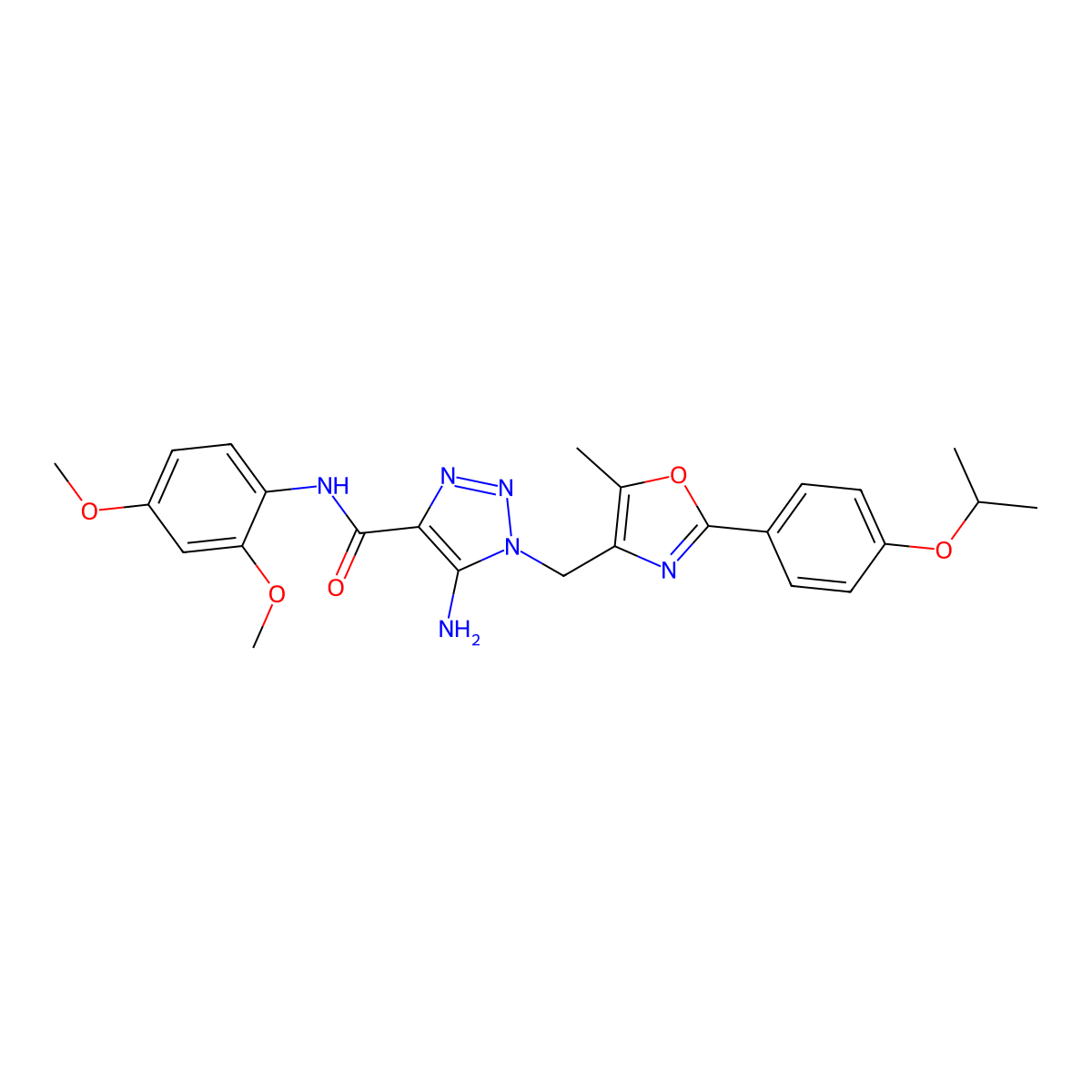 5-amino-N-(2,4-dimethoxyphenyl)-1-((2-(4-isopropoxyphenyl)-5-methyloxazol-4-yl)methyl)-1H-1,2,3-triazole-4-carboxamide molecular structure, CAS 1251584-41-4